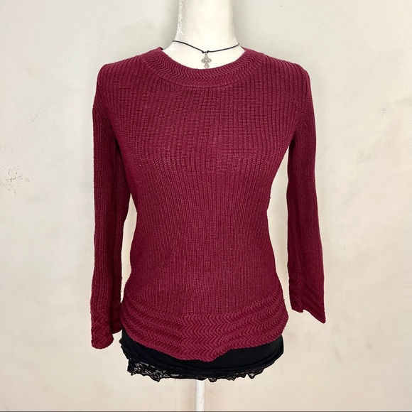 Burgundy Knit Sweater - Picture 1 of 3